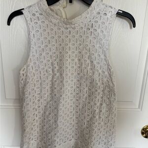 J. Crew White Sleeveless Lace Tank Top